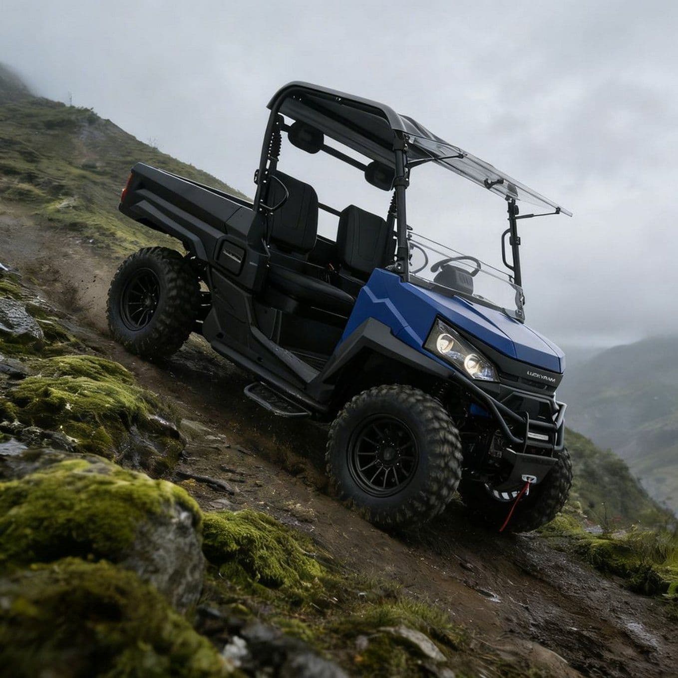 10 کیلووات AC موتور 4WD UTV 73.6V 150Ah 670kg بارگیری 400mm Wading