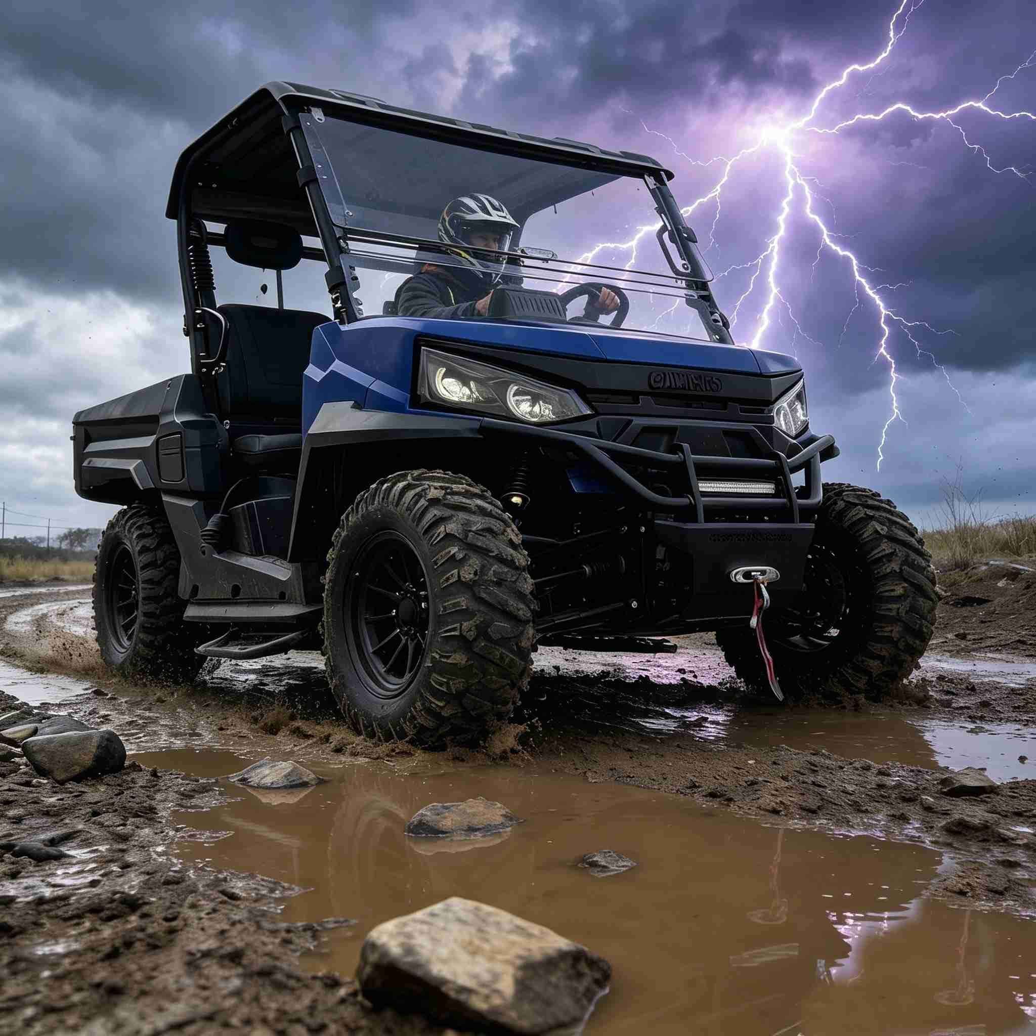 10 کیلو وات AC موتور الکتریکی UTV 4WD 150Ah باتری 350 کیلوگرم تخت بار